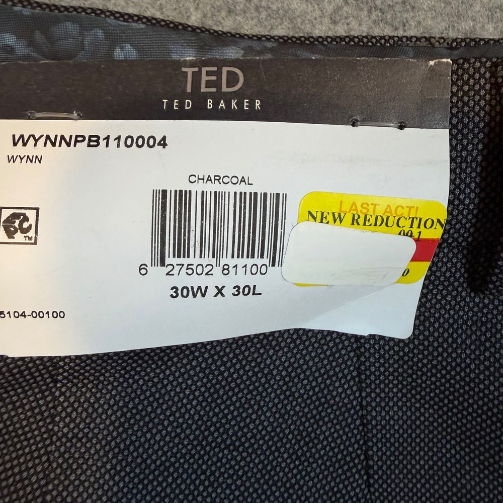 Ted Baker Wynn Charcoal Performance Wool Blend Dress Pants 30W x 30L Modern Fit - Picture 2 of 9